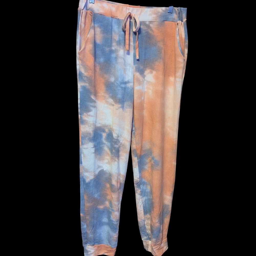 BiBi Women's Tie-Dye Casual Two Piece Lounge Set - Blue and Orange, NWOT - Picture 4 of 16
